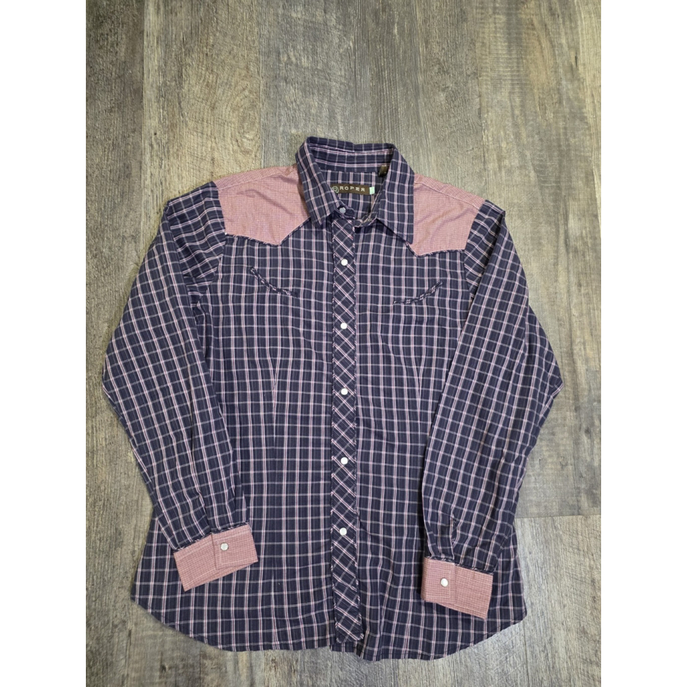 Roper Pearl Snap Shirt Plaid Women's Size Large